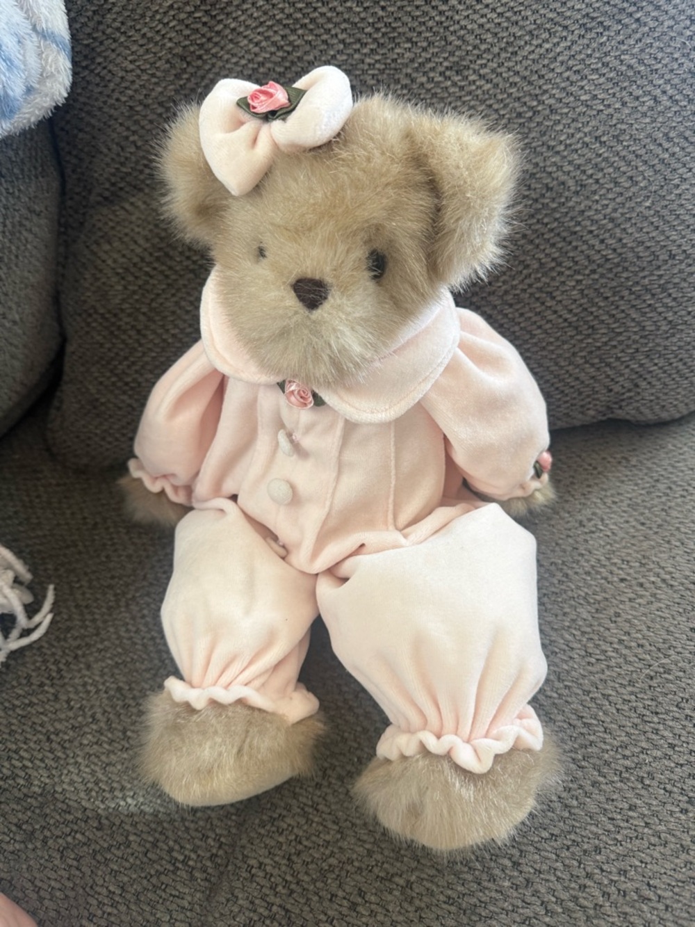The Bearington Collection Plush Bear in Pale Pink Outfit